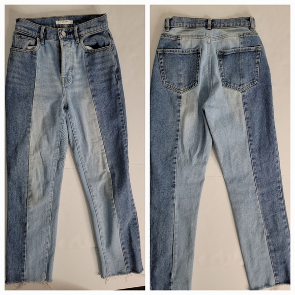 Pacsun Sz 23 High Rise Straight Jeans Button Fly Two Tone Blue Fray - Picture 1 of 9